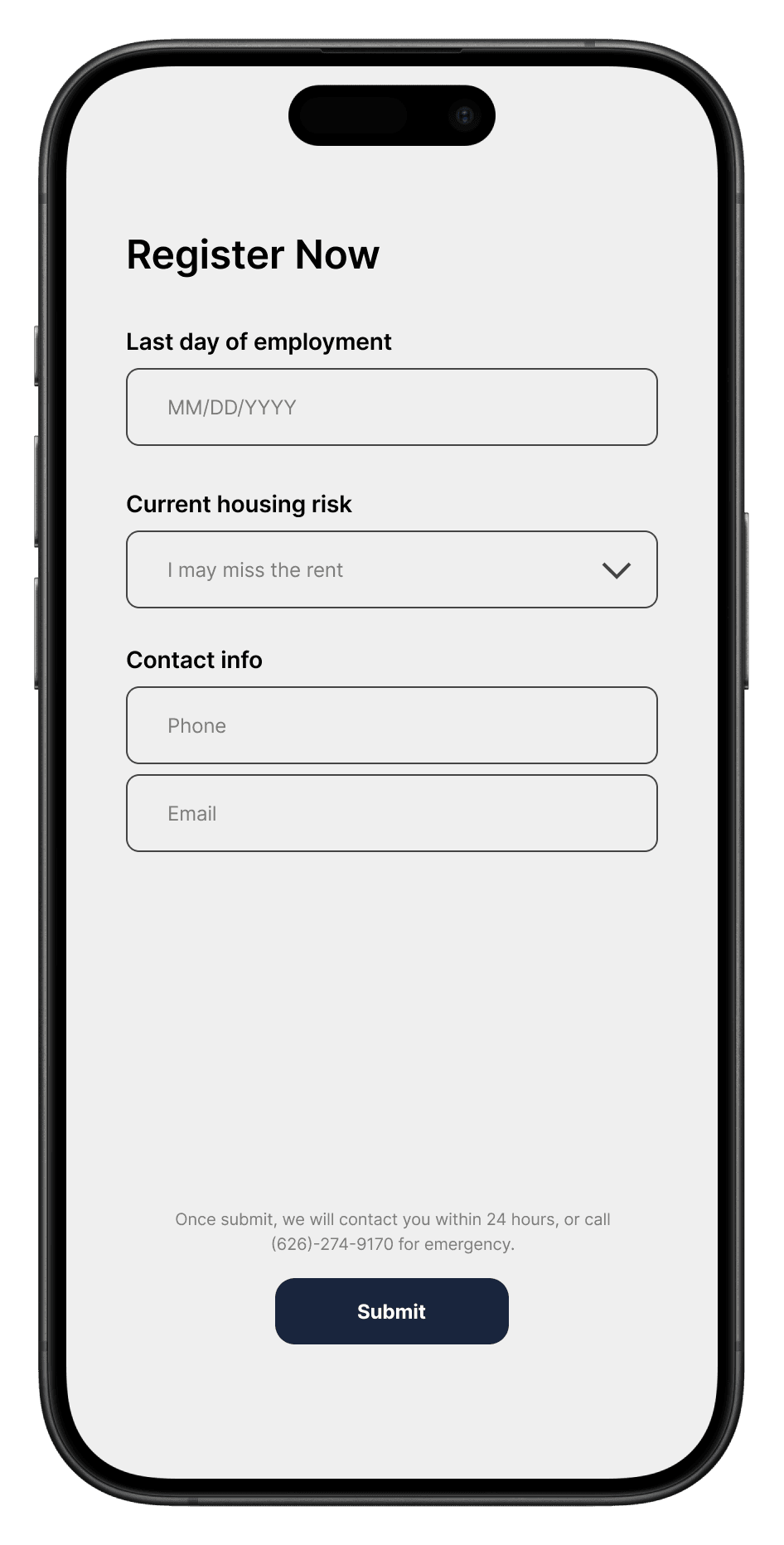A screen where access is granted based on time risk rather than eligibility documentation
